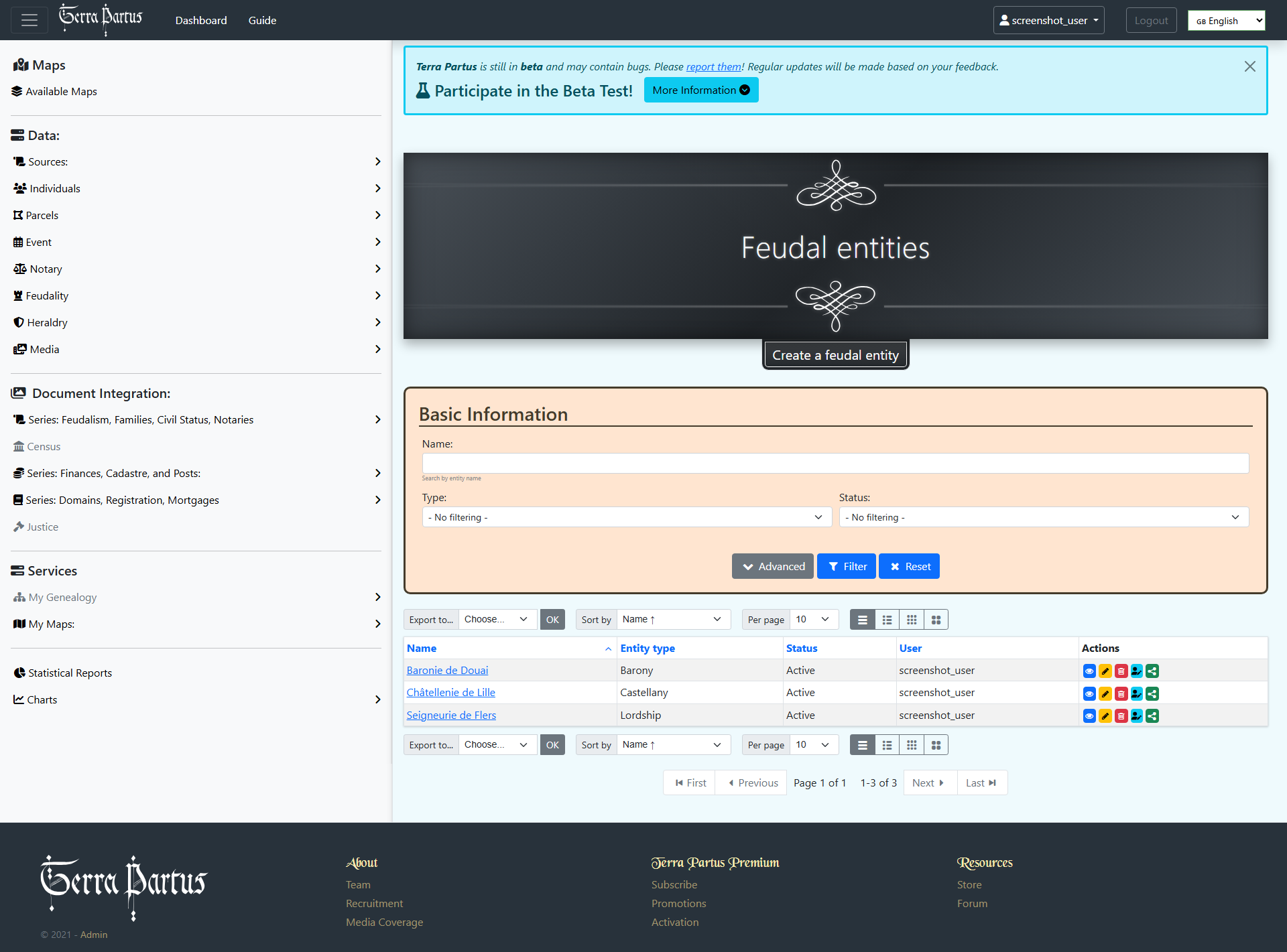 Liste des entites feodales