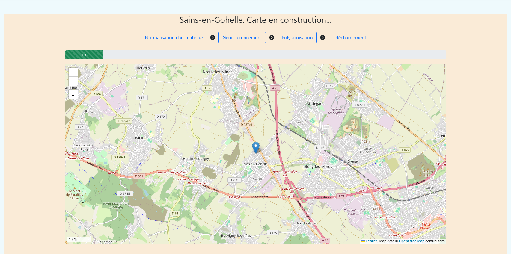 Capture d'écran d'une carte en cours de réalisation