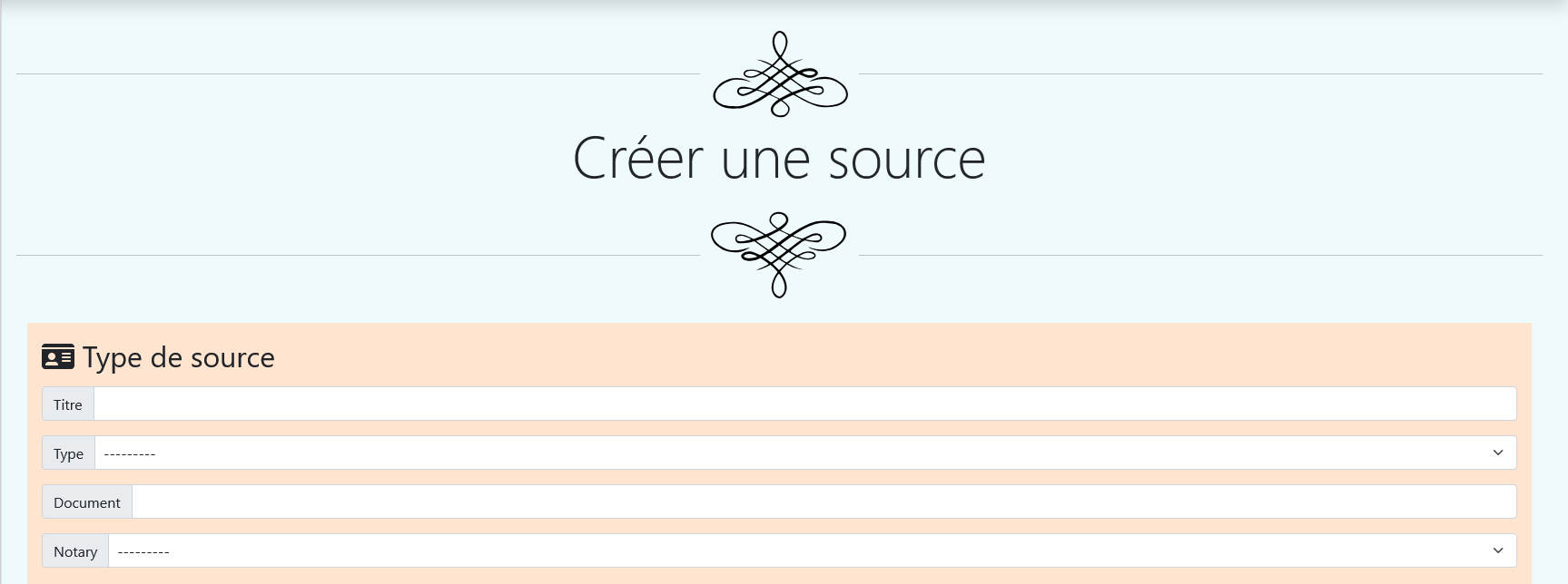 Capture d'écran de la fonctionnalité Créer une Source