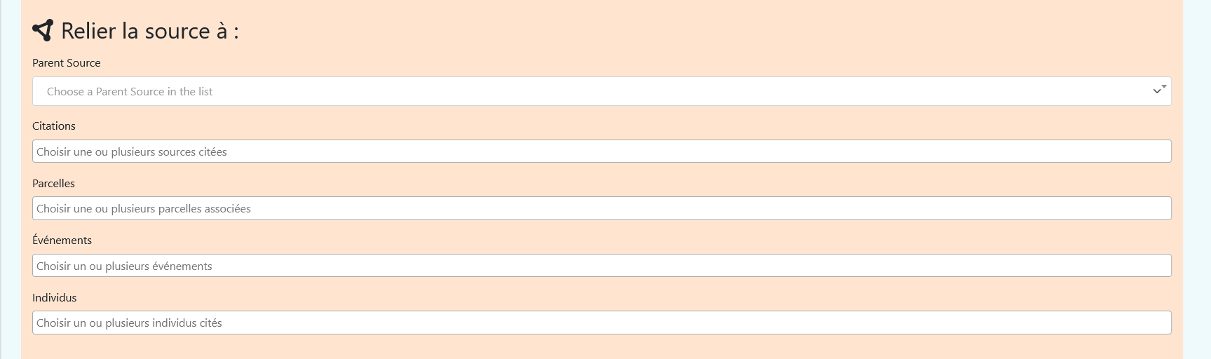Capture d'écran de la fonctionnalité Créer une Source