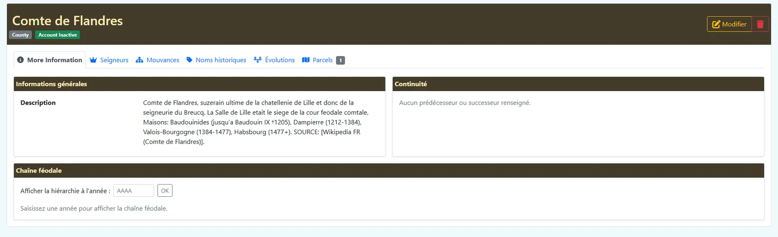 Feudal entity record