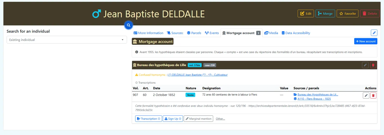 Hypothèques search panel