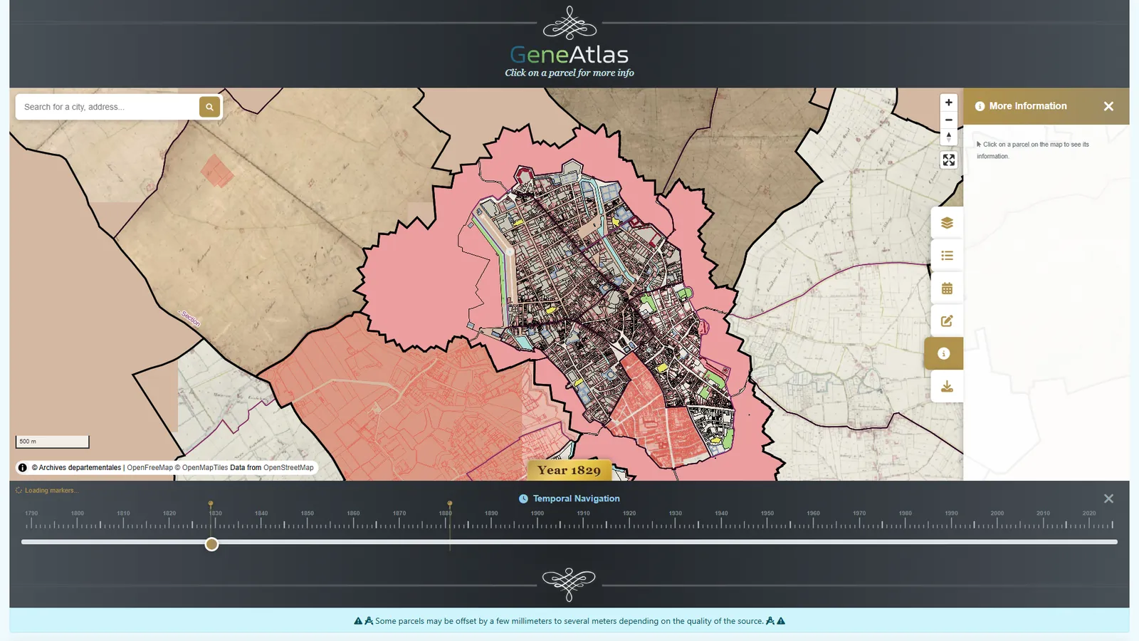 Info panel — parcel records