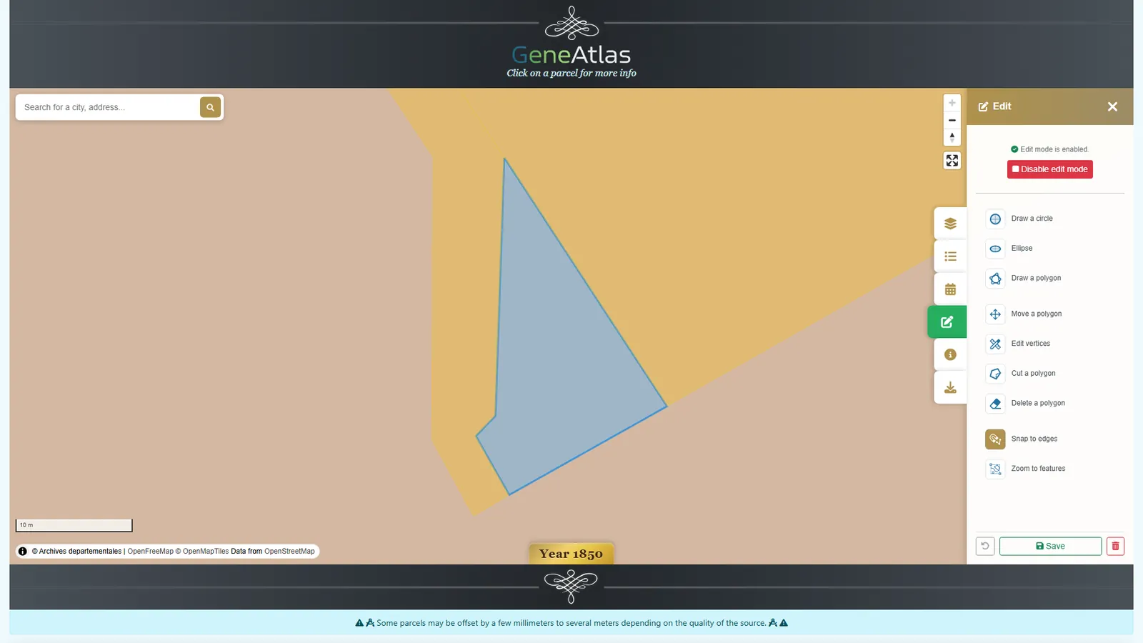 GénéAtlas — pending parcel in edit mode