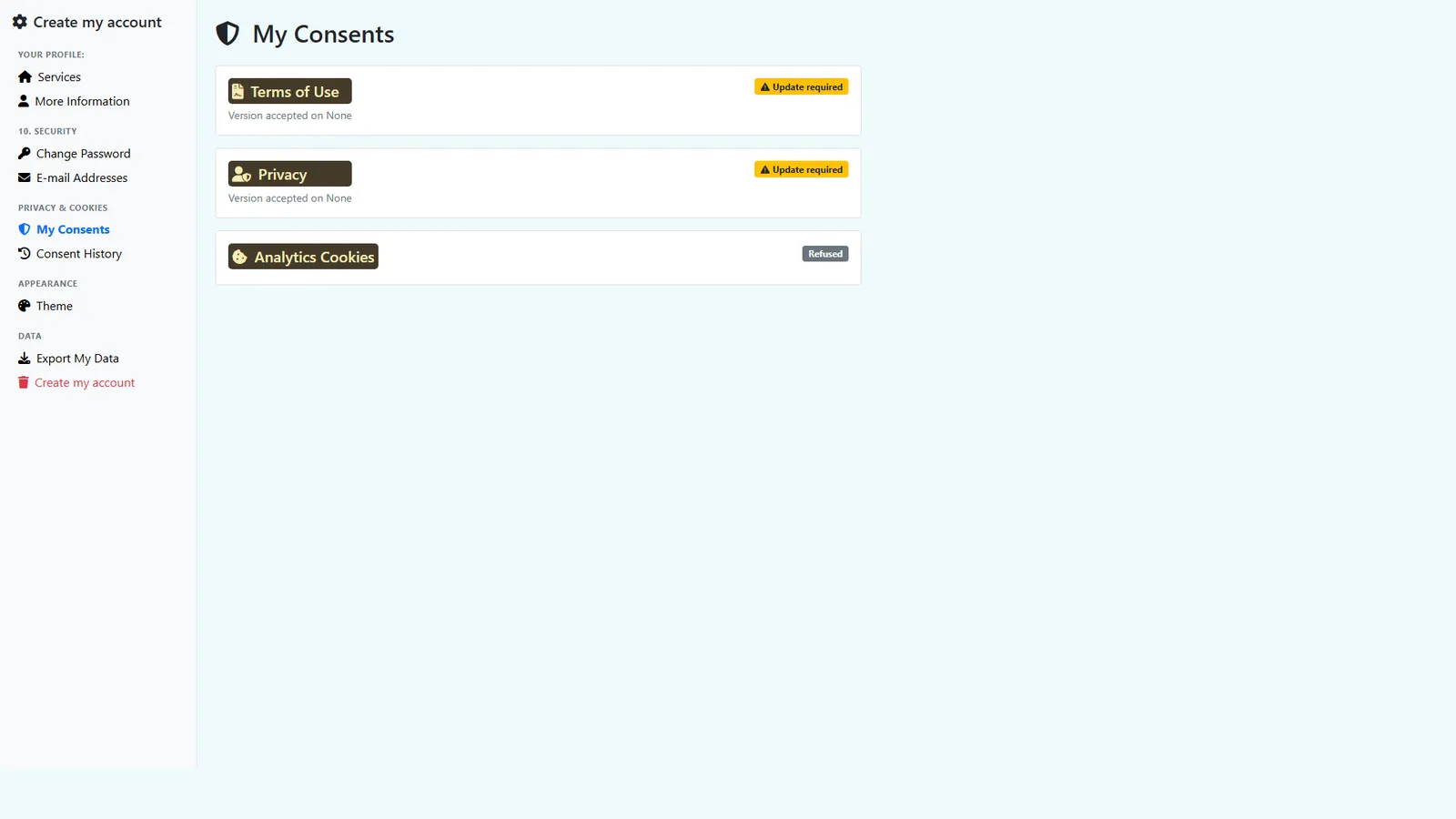 Account consents