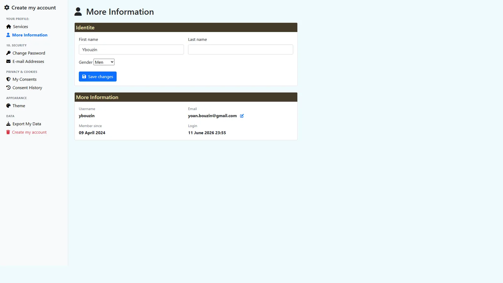 Account profile