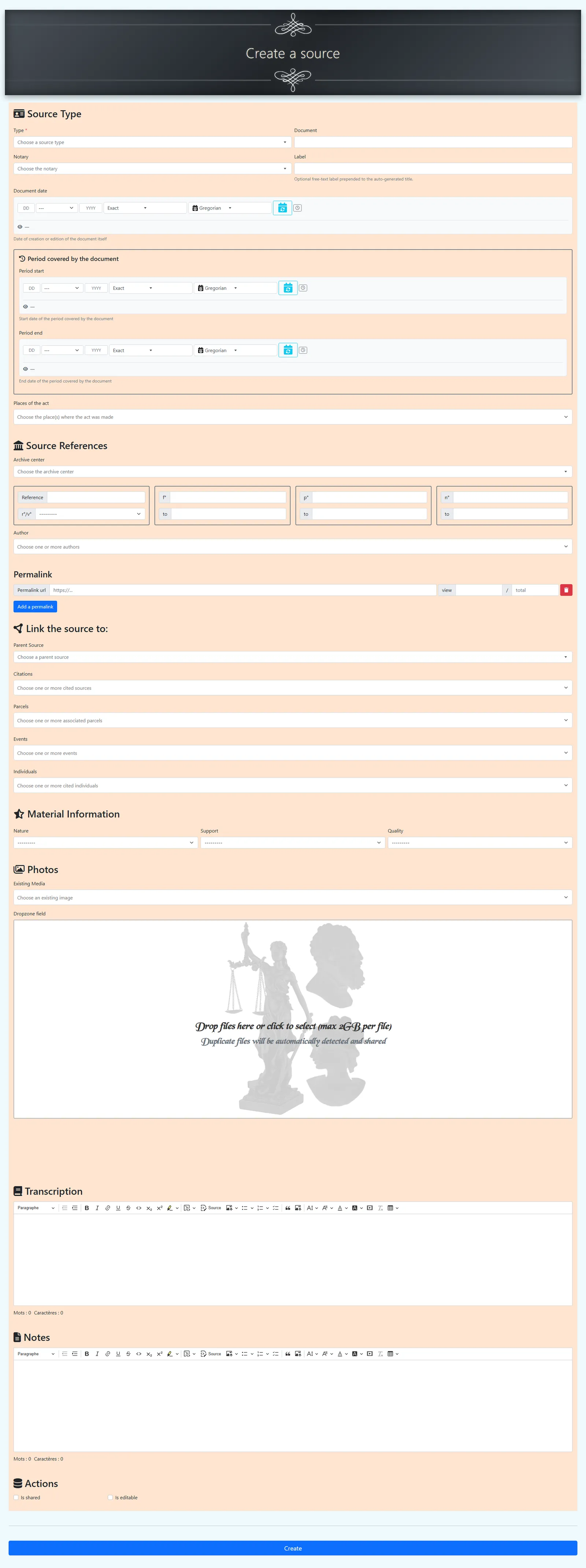 Source creation form