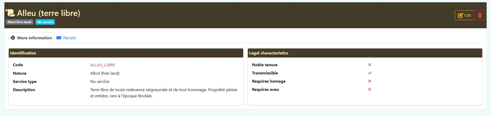 Fiche type de tenure