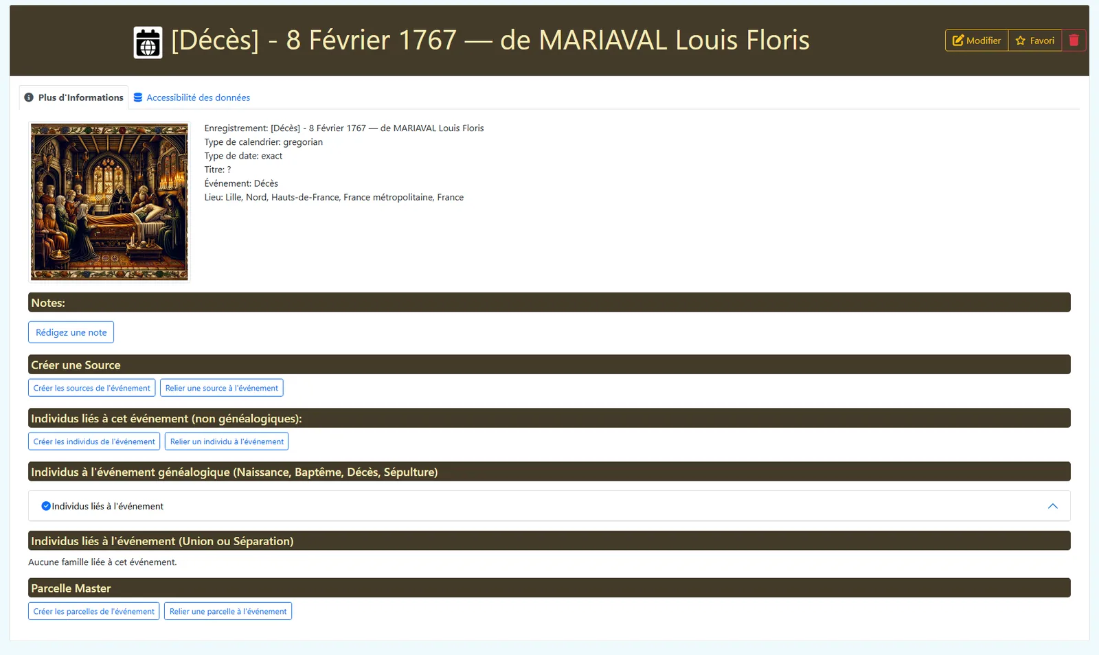 Exemple d'événement de décès