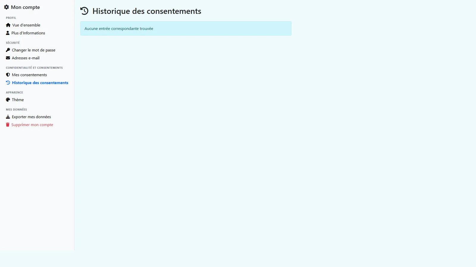 Historique des consentements