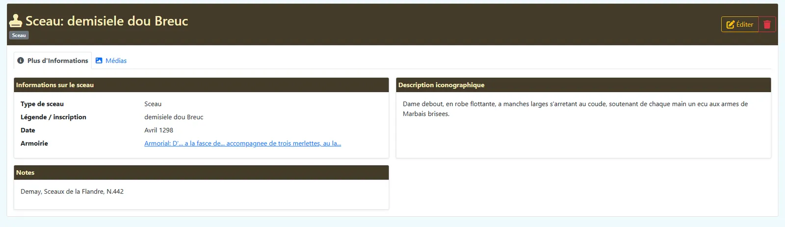 Registre des sceaux