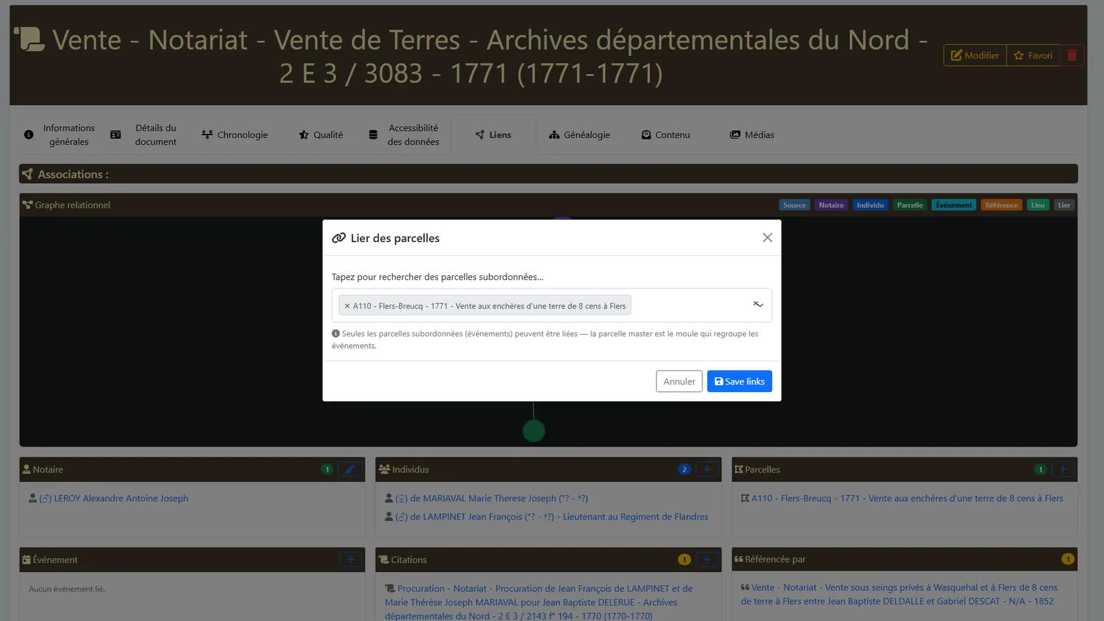 Lier des parcelles