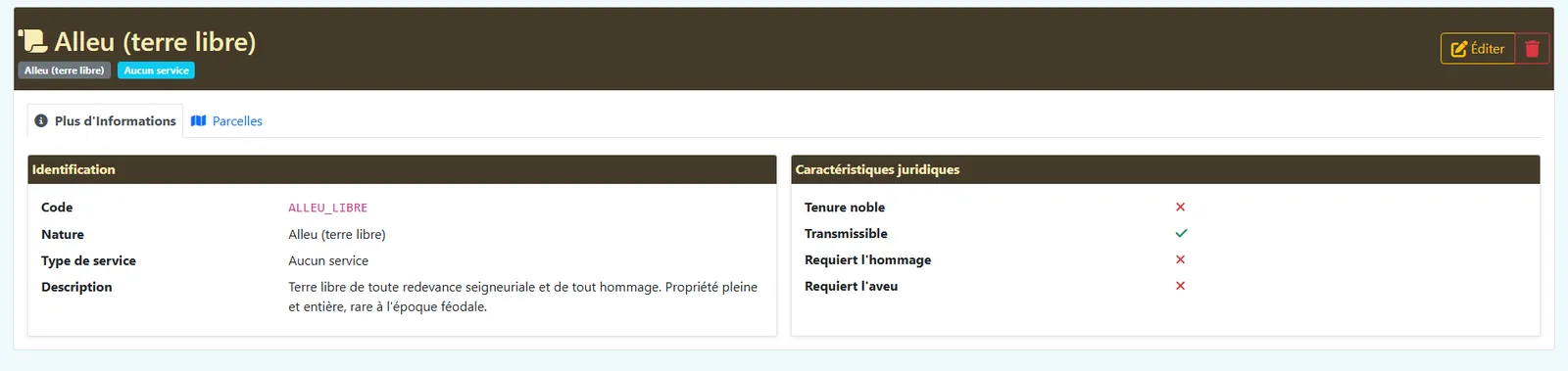 Fiche type de tenure